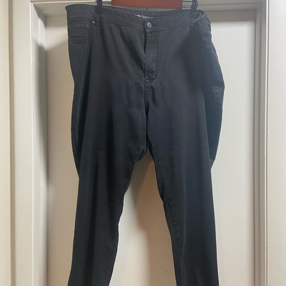 Avenue Denim Black Grunge Skinny 26Petite